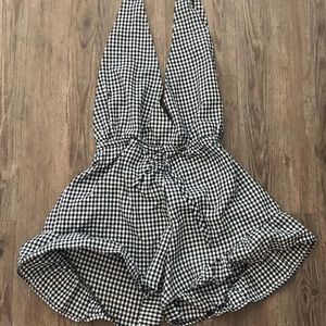 Backless Checkered romper